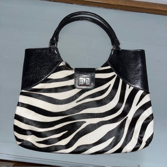 Tanner Handbags - Vintage Tanner Made in Italy Calf Hair-Zebra Leather Purse